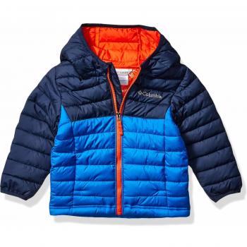 Columbia Powder Lite Boys Hooded Jacket Chaquetas Impermeables, Niños, Super Blue, Collegiate Navy, 92