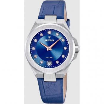 Reloj Festina Mademoiselle F20701/4 Azul Correa De Piel, Mujer