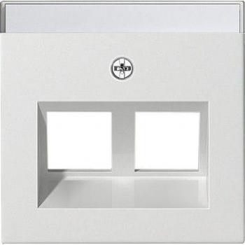 Gira 264003 Modular Jack Cover Plate with Label Field, 30° Angle, Double System 55, Glossy Pure White