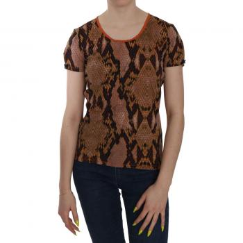 Just Cavalli Snake Skin Print Short Sleeve Top T-shirt - IT44 | M