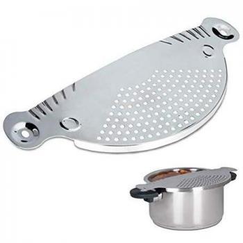 Colador Universal de Acero Inoxidable Relaxdays, Escurridor Clipable para Ollas y Cazos, 32,5 x 13 cm, Plateado