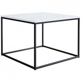 Mesa de centro Germantown 105, angular, aglomerado laminado, negro mate y blanco brillante, 60 x 60 x 44 cm