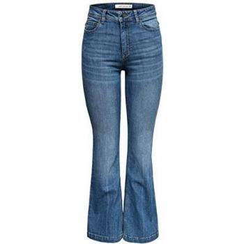 JDY Flora High-Waisted Flared Jeans for Women - Light Blue Denim