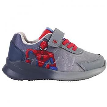 Zapatillas Deportivas Infantiles Spider-Man Gris - Color Azul, Gris y Rojo - Talla 32 - Cierre de Velcro y Elásticos - Ultraligeras con Suela EVA - Producto Original Diseñado en España