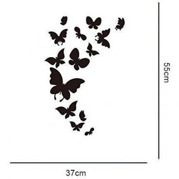 Walplus TG-3RP8-DHP3 - Pegatinas tipo espejo, 14 mariposas simétricas, color plateado