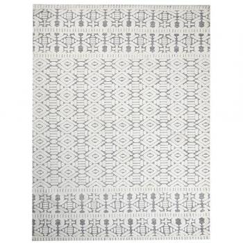 Alfombra moderna 300 x 400 cm poliéster algodón respaldo decorativo blanco y gris