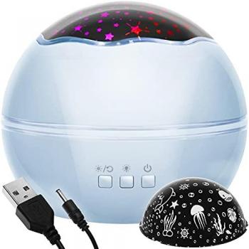 Proyector de Estrellas Luz Nocturna Infantil con Diseño Submarino y Función Quitamiedos para Niños y Bebés