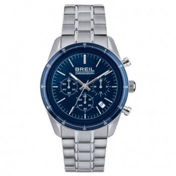 Reloj Cronógrafo Analógico Breil Release Hombre Dial Negro Cuarzo Pulsera de Acero Platedo TW1897