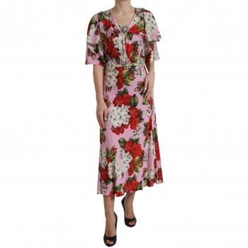 Dolce & Gabbana Multicolor Floral Crystal Embellished A-line Dress - IT42|M, Midi Dresses, female, Multicolor, Size: S