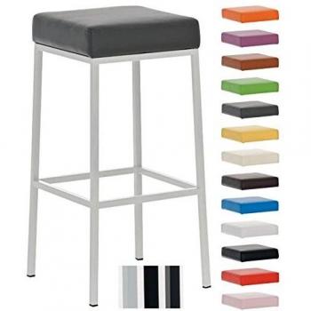 Taburete de Bar Montreal 80 cm, Imitación Piel, Estructura Metálica Estable, Gris y Blanco