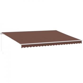 Toldo retráctil manual con luces LED marrón 500x350 cm