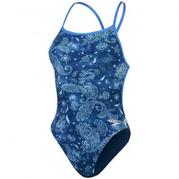 Bañador Speedo Allover Vback Mujer Estampado Integral Digital Azul - Talla 32