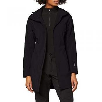CMP Women's Longline Softshell Parka with Zip Hood - Black (Size 46/XXL)