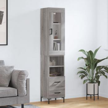 Aparador alto de madera contrachapada gris Sonoma 34,5x34x180 cm