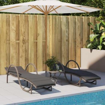 Tumbonas con cojines 2 unidades ratán sintético Negro, Marrón, Gris Sillas de Exterior Ideal para jardín, playa, piscina, terraza