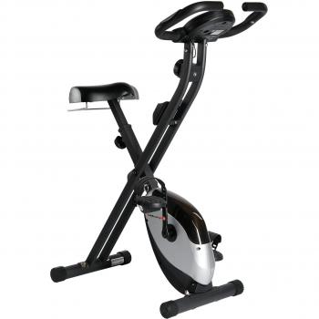 Ultrasport F-Bike Heavy, Bicicleta entrenamiento, Ordenador de entrenamiento LCD, Bicicleta ejercicio plegable, Máx. Peso 130kg, Medición pulso, 8 niveles resistencia, Soporte para toalla, Mate Negro