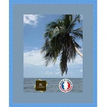 Marco de fotos pared 33 x 43/33 x 43 marco, cm de ancho, Marco en madera, madera, Bleu Marine-3, Passe-Partout Bleu Clair