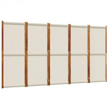 Biombo divisor de 5 paneles gris claro 350x180 cm, separador de ambientes de privacidad, divisor de espacios plegable, pantalla decorativa para jardín