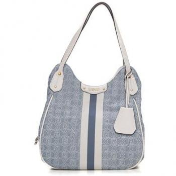 Liujo Denim Jacquard Shoulder Bag - Blue, One Size