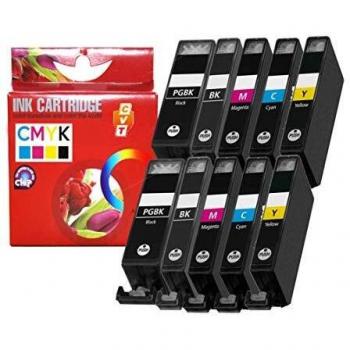 CVT - Compatible Pack 10 PGI570 XL / CLI571 XL Cartuchos de Tinta para Canon PIXMA TS5050 TS5051 TS5055 MG5750 MG6850 MG5751 MG5700 MG5753 MG6851 MG6852