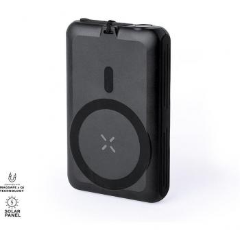 Powerbank Solar Haryin 5000 mAh con Carga Inalámbrica Qi 5W y Fijación Magnética MagSafe - Negro