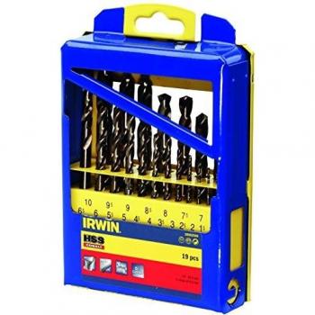 IRWIN 10502569 - Juego serie HSS Cobalt, 19 uds. en estuche de metal: 1.0 - 10.0 mm en incrementos de 0.5 mm