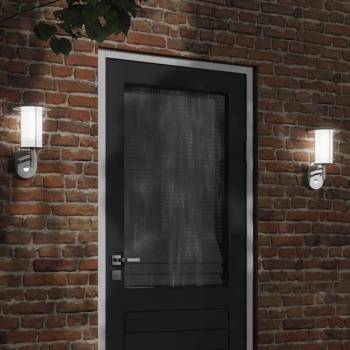 Lámpara de pared de exterior con sensor, acero inoxidable, color plateado, apta para exteriores