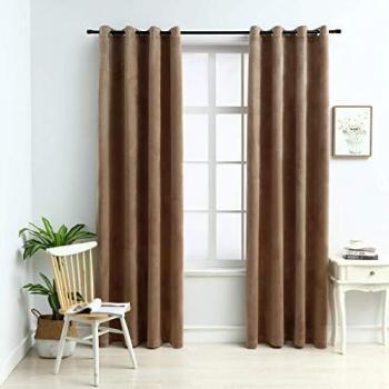 vidaXL Cortinas opacas con anillas 2 uds terciopelo beige 140x175 cm