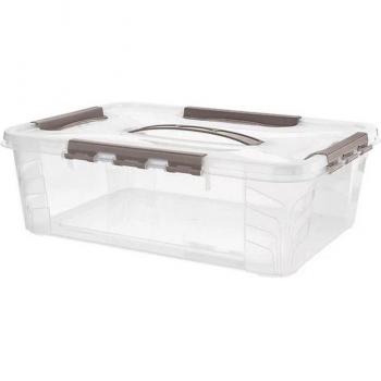 Keeeper Caja de Almacenaje 10 Litros con Tapa y Asa, Dimensiones 39x29x12.4 cm, Colección Hubert, Color Gris