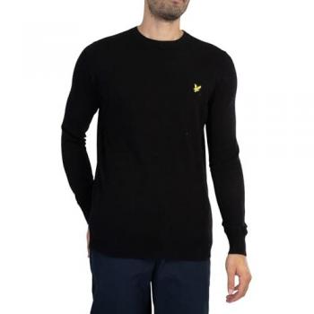 Lyle & Scott Cotton Merino Mens Crew Neck Jumper - Jet Black - XL - Male