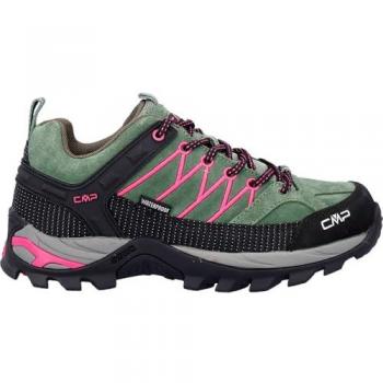 Zapatillas CMP Rigel Low Waterproof para mujer, color verde mineral con detalles en fucsia, talla 39