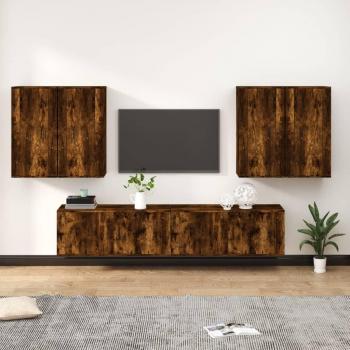 Set de Muebles para TV 6 Piezas en Madera Contrachapada Roble Ahumado