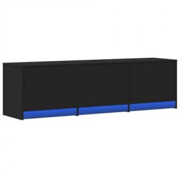 Mueble de TV con LED madera de ingeniería negro 140x34x40 cm