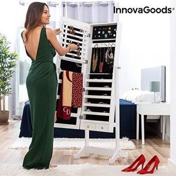 InnovaGoods Espejo Joyero de Madera XXL, 36 x 120 x 10 cm Aprox, decoración hogar, espejo de pie, organizador joyas