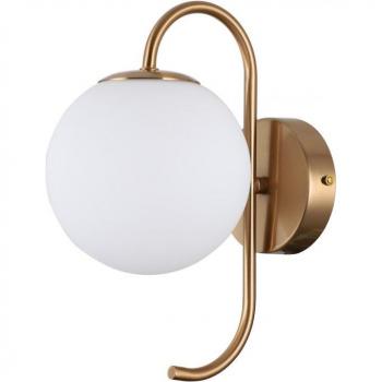Aplique industrial y retro Italux Gela - Lámpara de pared Honey Brass 1 luz con pantalla blanca, G9