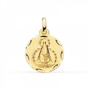Colgante Virgen de la Cabeza en Oro 18k con detalle tallado y borde decorativo