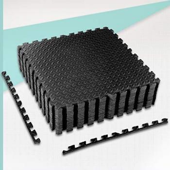 CCLIFE Esterilla Puzzle de Fitness 60x60x1cm 30x30x1cm Suelo de Gimnasio de Goma Espuma EVA, Color:Negro 16pcs 60x60x1cm
