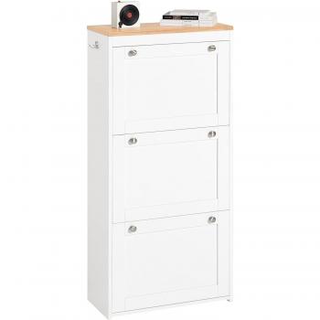 Zapatero Estrecho SoBuy FSR144-WN con 3 Solapas Organizador para Zapatos Blanco 59 x 26 x 116 cm