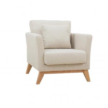 Sillón nórdico desenfundable tejido beige OSLO - Miliboo