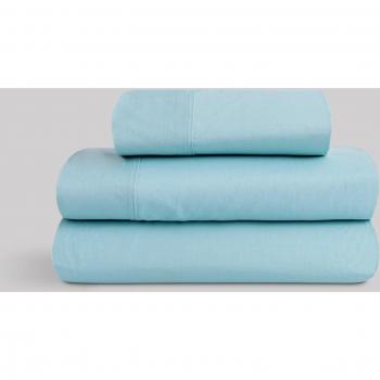 Juego de Sábanas Karamelo Liso Aguamarina - Fácil Lavado y Planchado - Almohadas Incluidas - Resistente a los Lavados