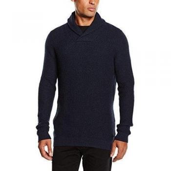 Jack & Jones jjcoFORCE KNIT SHAWL NECK-Suéter Hombre,    Bleu