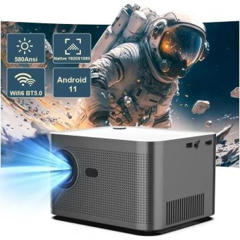 Proyector Hy350 Android 11 Real 4K 1920*1080P Wifi6 580ANSI Allwinner H713 32G Control de voz BT5.0 Cine en casa