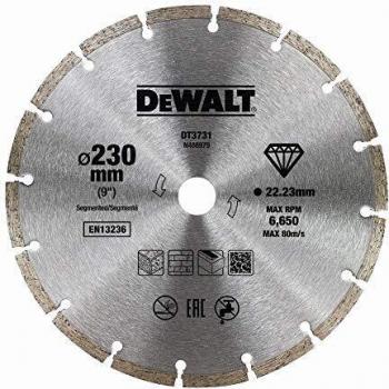 Dewalt DT3731-QZ DT3731-QZ-Disco de Diamante para Corte en seco con Borde segmentado 230x22.2mm, para Materiales de construcción, 0 V