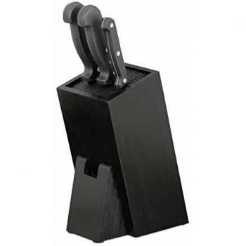 Bloque de cuchillos de bambú negro con inserto de cerdas para 6 cuchillos, dimensiones 25x11x17 cm