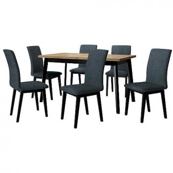 Conjunto de comedor Victorville 321, Negro, 140 x 80 x 75 cm, capacidad para 6 personas