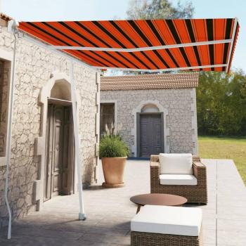 Toldo de pie manual retráctil 350x250 cm naranja y marrón