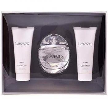 Calvin Klein Obsessed for Women Gift Set: Eau de Parfum 100ml/3.4oz + Body Lotion 100ml/3.4oz + Shower Gel 100ml/3.4oz