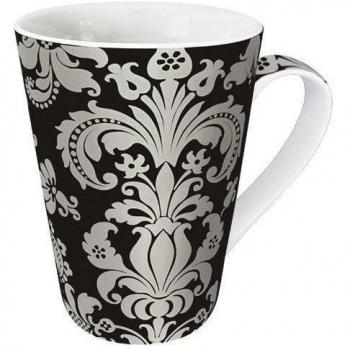 Konitz 13-Ounce Rocaille Grey On Silver Mugs, Assorted, Set of 4 by Konitz
