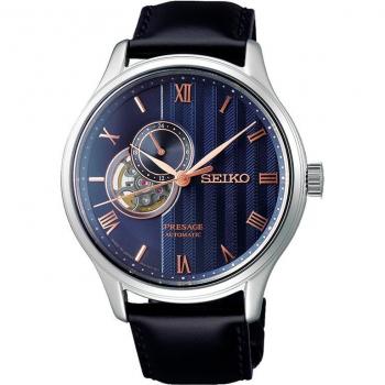 Seiko - Reloj de hombre Presage SSA421J1 automático de piel y correa negra