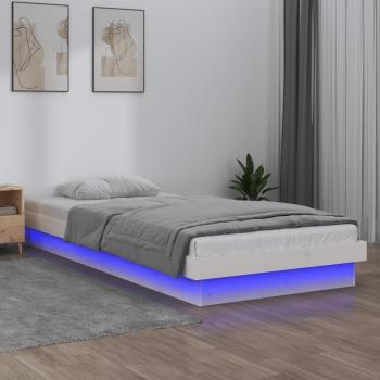 Estructura de cama redonda con LED blanco 90x200 cm en madera maciza